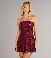 Shimmer In Bloom Floral Sequin Mini Tube Dress