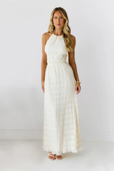 Sultry Samba Halter Maxi Dress Cream