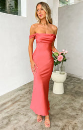 Ella Pink Off Shoulder Prom Dress