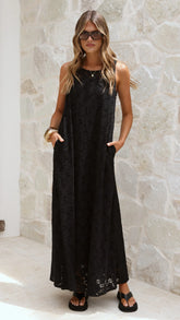 Cerelia Maxi Dress - Black Lace