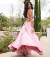 Abbey Lace-Up Slit A-Line Satin Formal Dress