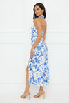Cupid's Kiss Halter Midi Dress Blue