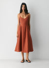 V-neck linen maxi dress