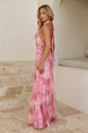 Shimmered Romance Halter Maxi Dress Pink