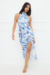 Cupid's Kiss Halter Midi Dress Blue