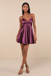 Happily Yours Plum Purple Satin Skater Mini Dress